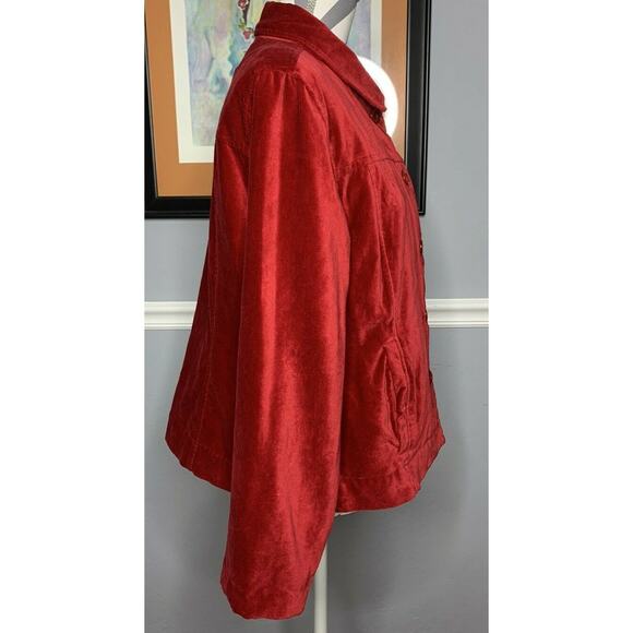 Vtg Erin London Red Velvet Button Up Jacket Women’s L - Picture 2 of 8